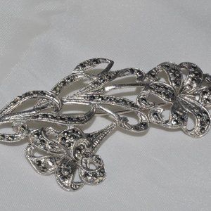 Vintage Sterling Silver Marcasite Pin
